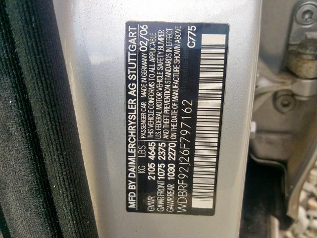 WDBRF92J26F797162 - 2006 MERCEDES-BENZ C 280 4MAT SILVER photo 10