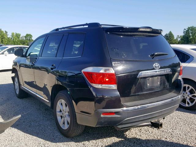 5TDZK3EH8DS126319 - 2013 TOYOTA HIGHLANDER BLACK photo 3