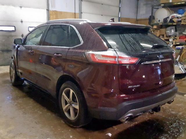 2FMPK4J97KBB75419 - 2019 FORD EDGE SEL BURGUNDY photo 3