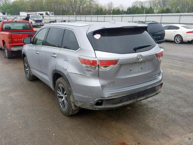 5TDJKRFH4GS235802 - 2016 TOYOTA HIGHLANDER SILVER photo 3