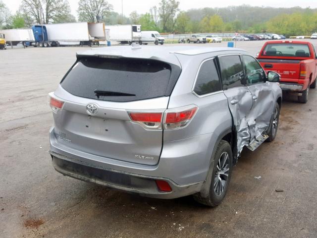 5TDJKRFH4GS235802 - 2016 TOYOTA HIGHLANDER SILVER photo 4