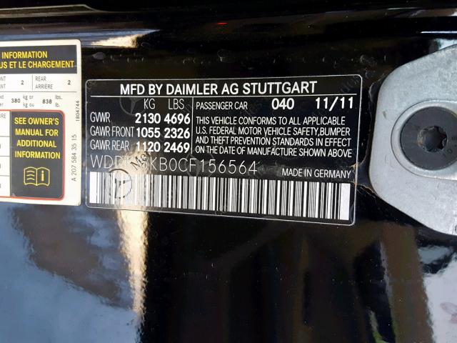 WDDKJ5KB0CF156564 - 2012 MERCEDES-BENZ E 350 BLACK photo 10