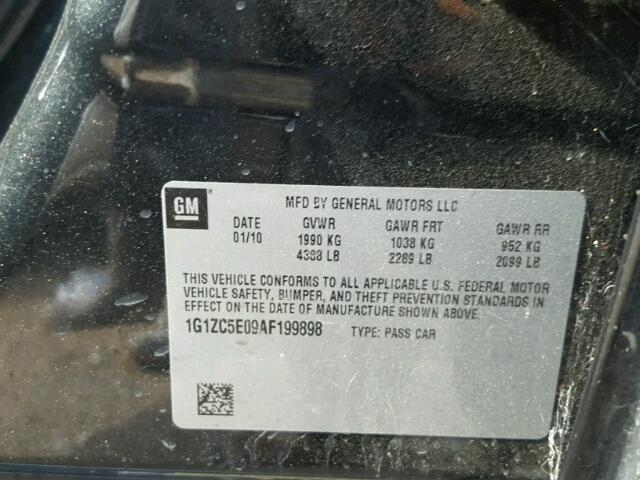 1G1ZC5E09AF199898 - 2010 CHEVROLET MALIBU 1LT შავი ფოტო 10