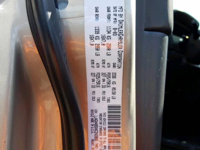 1J4GX48SX4C243966 - 2004 JEEP GRAND CHER BEIGE photo 10