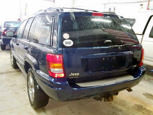 1J8GW68JX4C370561 - 2004 JEEP GRAND CHER BLUE photo 3