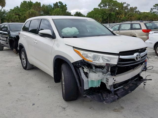 5TDZKRFH1ES013637 - 2014 TOYOTA HIGHLANDER WHITE photo 1