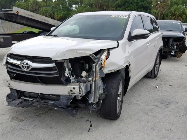 5TDZKRFH1ES013637 - 2014 TOYOTA HIGHLANDER WHITE photo 2