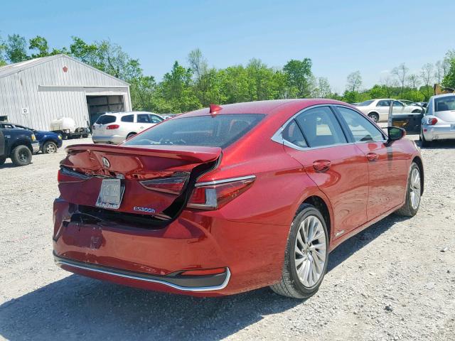 JTHB21B13K2016875 - 2019 LEXUS ES 300H RED photo 4