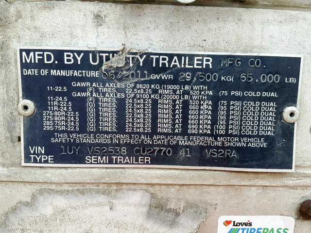 1UYVS2538CU277041 - 2012 UTILITY TRAILER WHITE photo 10