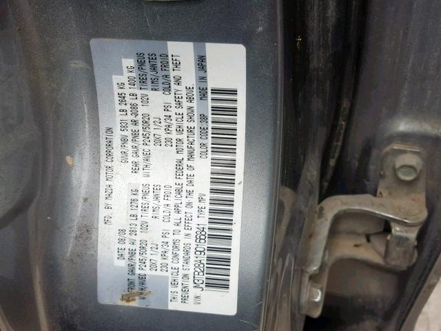 JM3TB28A190166841 - 2009 MAZDA CX-9 GRAY photo 10