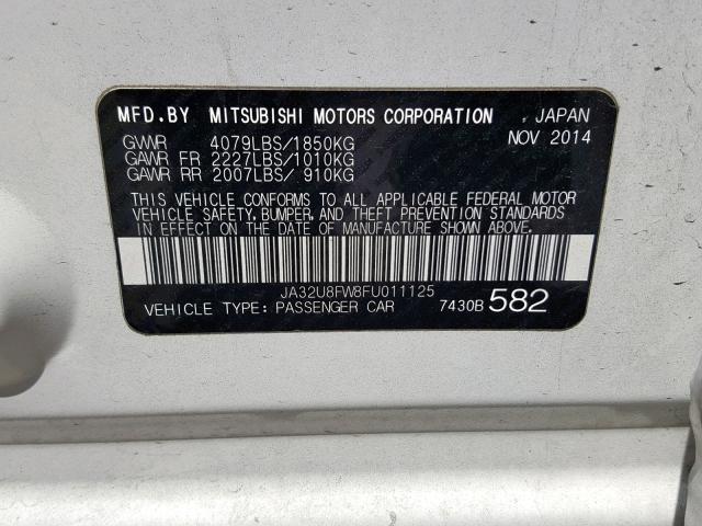 JA32U8FW8FU011125 - 2015 MITSUBISHI LANCER GT WHITE photo 10