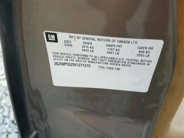 2G2WP552561271215 - 2006 PONTIAC GRAND PRIX GOLD photo 10