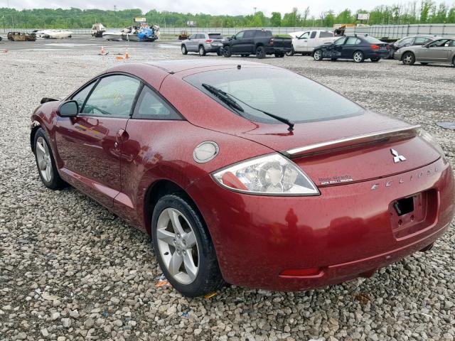 4A3AK24F07E051145 - 2007 MITSUBISHI ECLIPSE GS MAROON photo 3