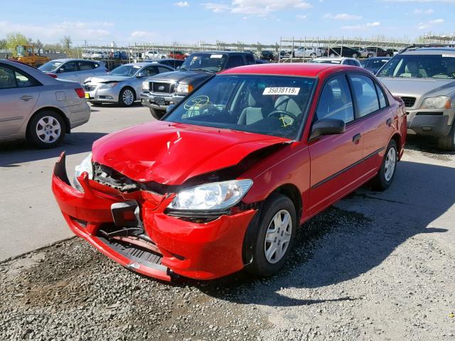 1HGES16425L014215 - 2005 HONDA CIVIC DX RED photo 2