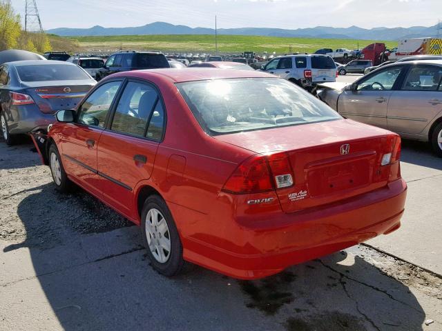 1HGES16425L014215 - 2005 HONDA CIVIC DX RED photo 3