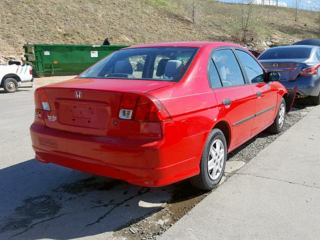 1HGES16425L014215 - 2005 HONDA CIVIC DX RED photo 4