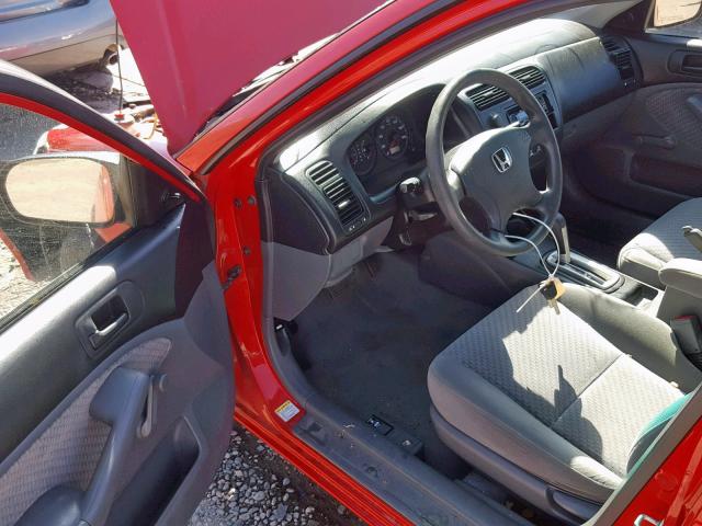 1HGES16425L014215 - 2005 HONDA CIVIC DX RED photo 9