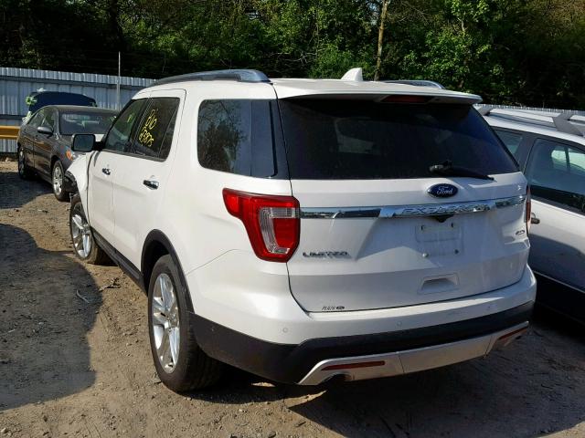 1FM5K8F86HGD50260 - 2017 FORD EXPLORER L WHITE photo 3