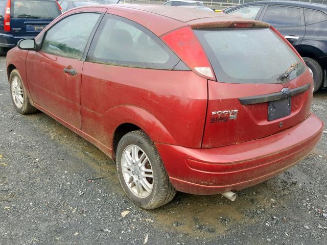 3FAFP31N65R104457 - 2005 FORD FOCUS ZX3 BURGUNDY photo 3