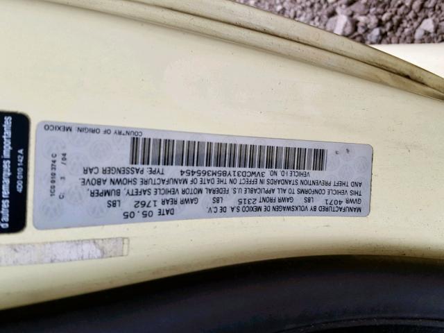 3VWCD31Y85M365454 - 2005 VOLKSWAGEN NEW BEETLE Sarı foto 10