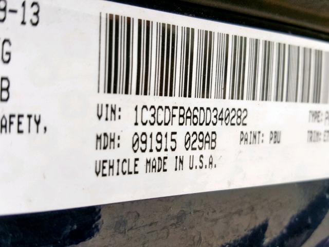 1C3CDFBA6DD340282 - 2013 DODGE DART SXT BLUE photo 10