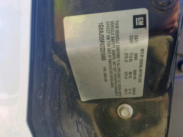 1G8AJ55F67Z210498 - 2007 SATURN ION LEVEL WHITE photo 10