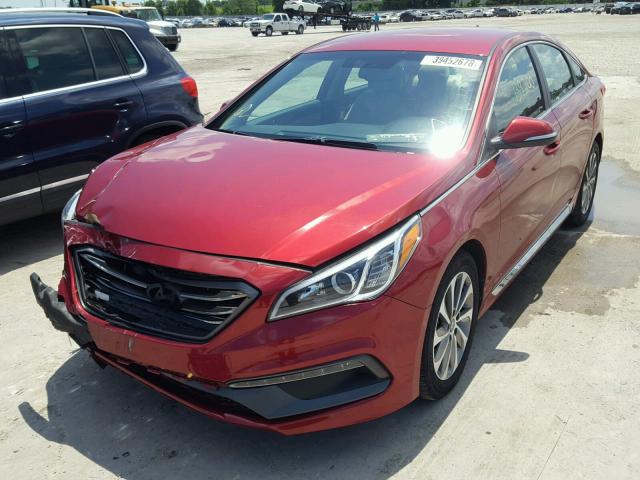 5NPE34AF6FH179664 - 2015 HYUNDAI SONATA SPO RED photo 2