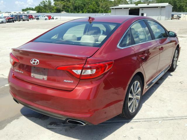 5NPE34AF6FH179664 - 2015 HYUNDAI SONATA SPO RED photo 4