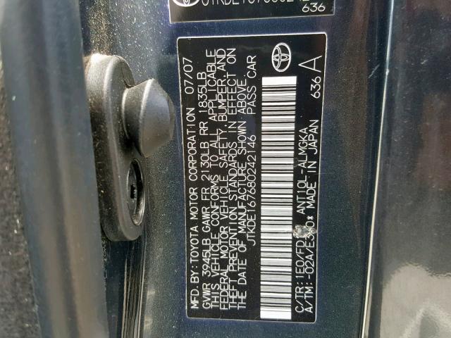 JTKDE167680242146 - 2008 TOYOTA SCION TC 灰色 照片 10