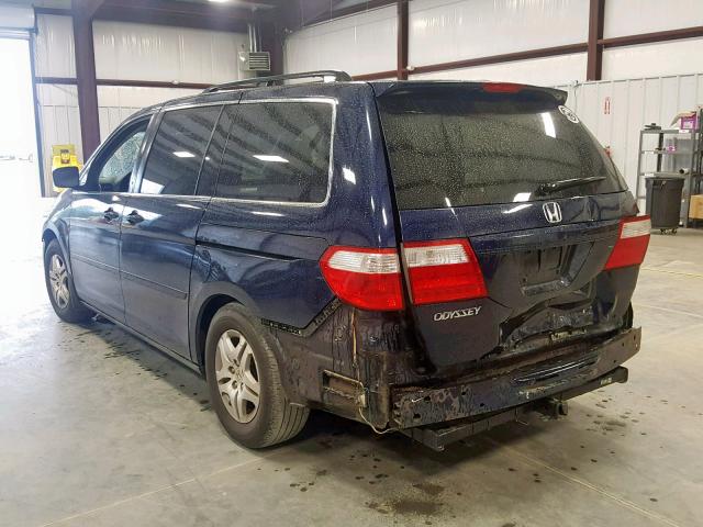 5FNRL38447B088960 - 2007 HONDA ODYSSEY EX BLUE photo 3