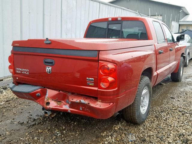 1D7HW48N48S538943 - 2008 DODGE DAKOTA QUA MAROON photo 4