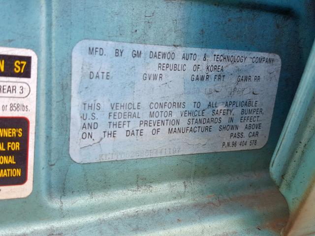 KL1TD52685B441197 - 2005 CHEVROLET AVEO BASE Жасыл фото 10