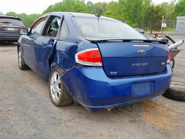 1FAHP36NX9W253569 - 2009 FORD FOCUS SES BLUE photo 3