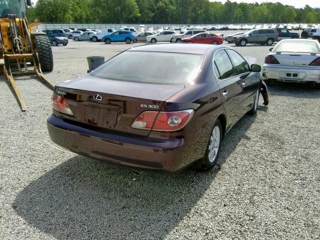 JTHBF30G630105389 - 2003 LEXUS ES 300 BURGUNDY photo 4