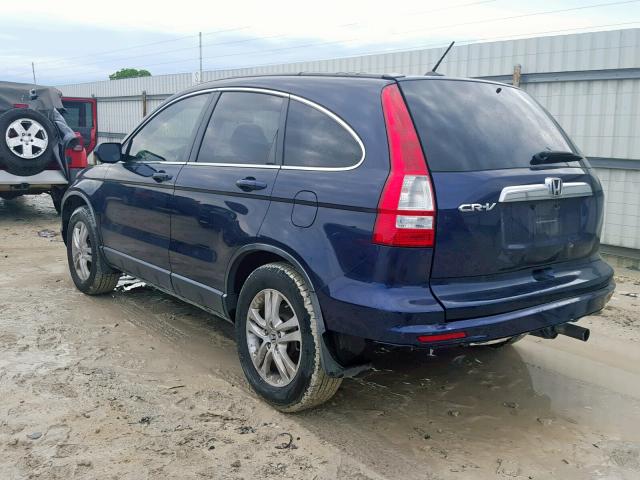 JHLRE3H74AC009377 - 2010 HONDA CR-V EXL BLUE photo 3