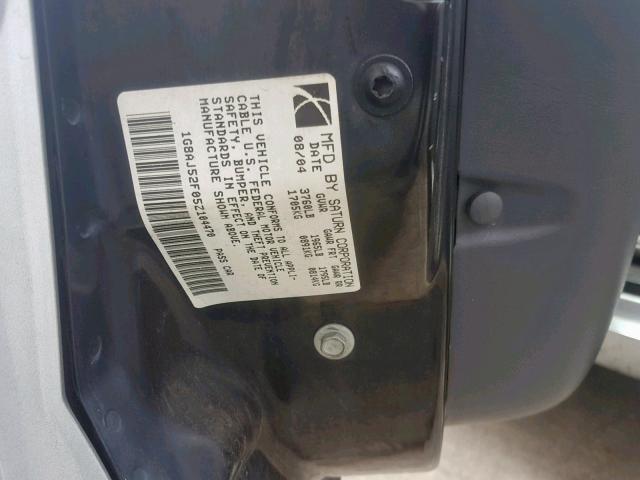 1G8AJ52F05Z104470 - 2005 SATURN ION LEVEL SILVER photo 10