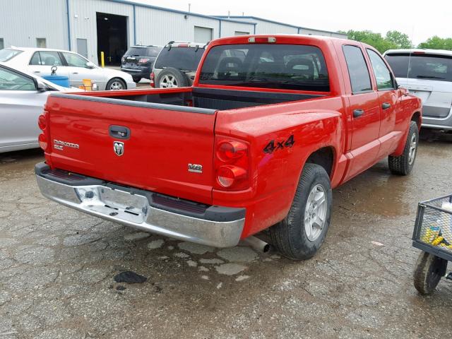 1D7HW48N06S654959 - 2006 DODGE DAKOTA QUA RED photo 4