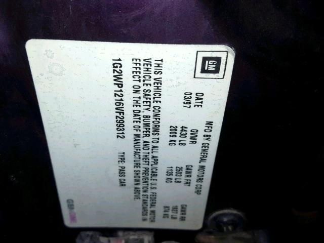 1G2WP1216VF299312 - 1997 PONTIAC GRAND PRIX 紫色 照片 10