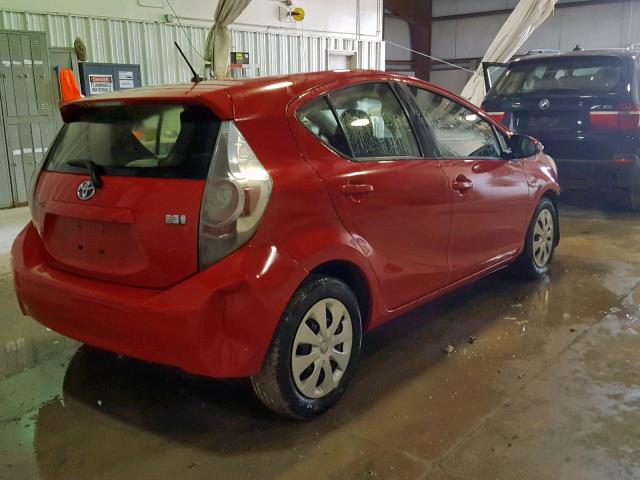 JTDKDTB37D1534389 - 2013 TOYOTA PRIUS C RED photo 4