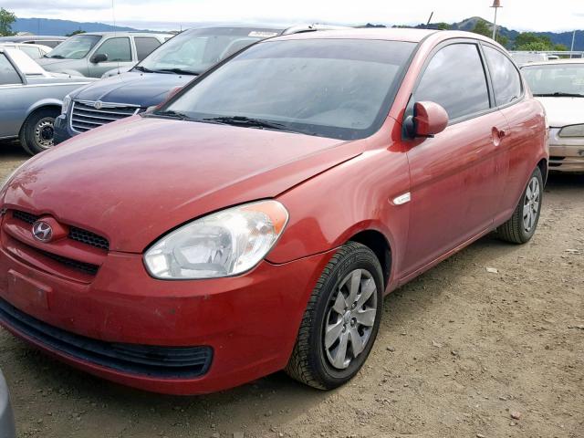 KMHCM36C79U137331 - 2009 HYUNDAI ACCENT GS RED photo 2