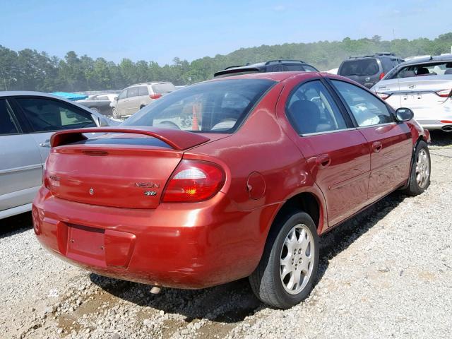 1B3ES56C85D264101 - 2005 DODGE NEON SXT RED photo 4