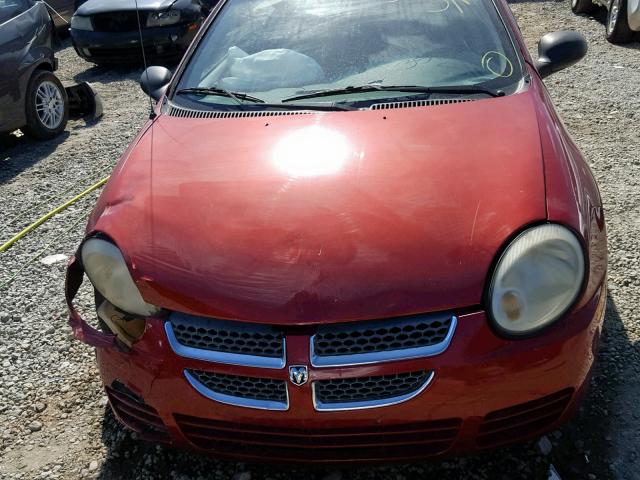 1B3ES56C85D264101 - 2005 DODGE NEON SXT RED photo 7