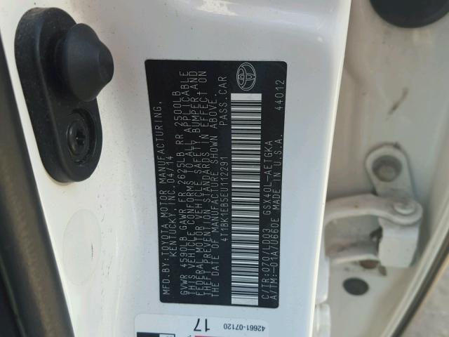 4T1BK1EB5EU112291 - 2014 TOYOTA AVALON BAS Biały zdjęcie 10