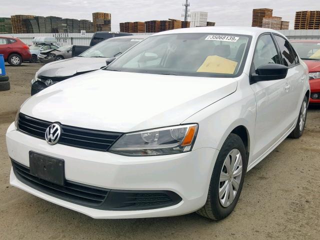 3VW1K7AJ6EM442541 - 2014 VOLKSWAGEN JETTA BASE WHITE photo 2