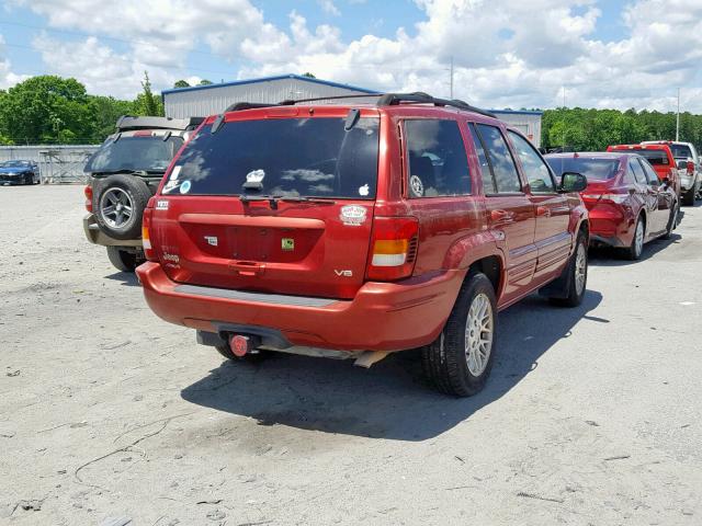 1J4GW58N14C317648 - 2004 JEEP GRAND CHER RED photo 4