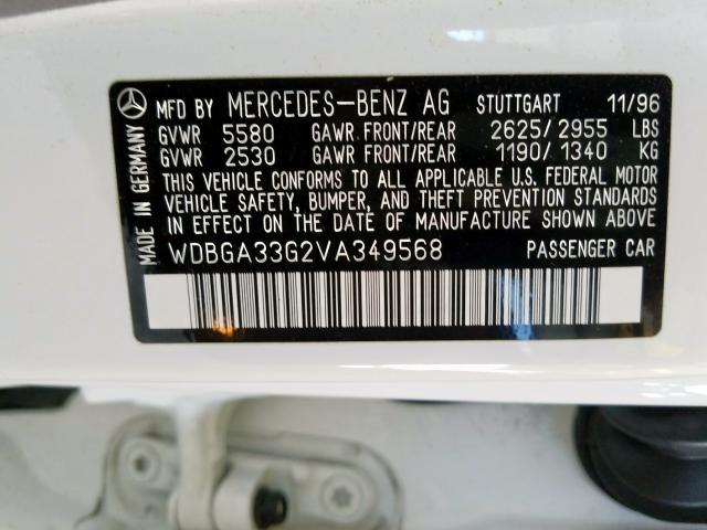 WDBGA33G2VA349568 - 1997 MERCEDES-BENZ S 320  photo 10