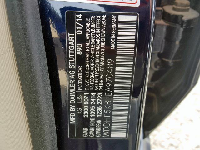 WDDHF5KB1EA970489 - 2014 MERCEDES-BENZ E 350 BLUE photo 10