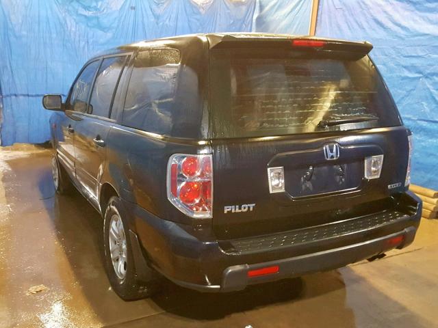 2HKYF18106H506413 - 2006 HONDA PILOT LX BLACK photo 3