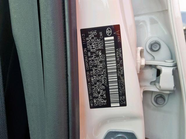 JTKKUPB43E1041822 - 2014 TOYOTA SCION XD WHITE photo 10