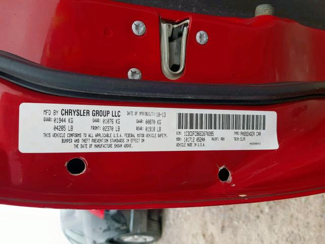 1C3CDFCB6ED670285 - 2014 DODGE DART LIMIT RED photo 10